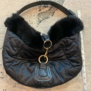 Coach shoulder bag with fur trim